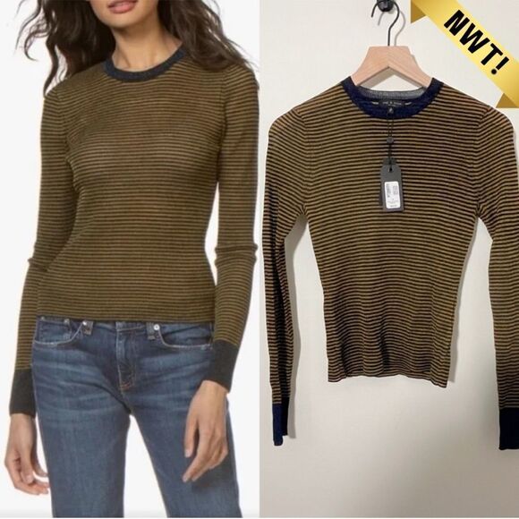 Rag & Bone Sweater | Raina | Lurex | Striped | Crewneck | Shirt | NWT | Small - Picture 1 of 7